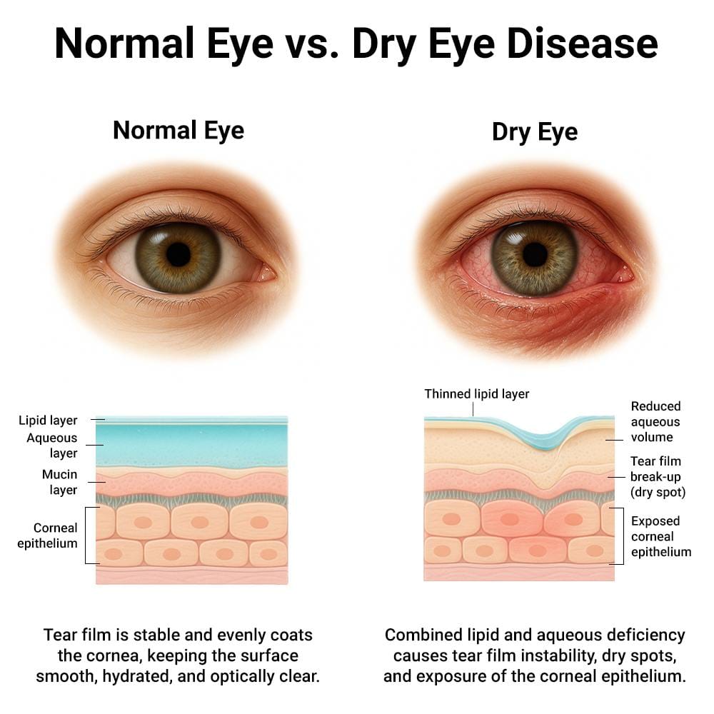 Normal Tear Film vs Dry Eye Disease Treatment, NYC